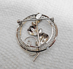 Large Vintage Sterling Silver & Marquise Rhinestone Flower Pin STAR ART 4.2 gm