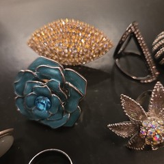 14pc Mixed Lot Vintage Style Rings & Stones, Gold & Silver Tone