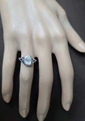 0.65ct Vintage filigree ring old mine cut Diamond belais 18k white gold