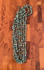 Vintage SX925 Sterling Silver Hand Knotted Turquoise Bead Long 90” Necklace