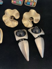 VTG Clip Earrings Lot STATEMENT RUNWAY STYLE Mosaic Geometric Dangle MORE *Read*