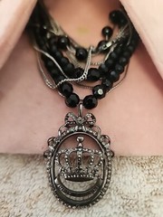 Vintage JUICY COUTURE Blsck & Silver Beaded Necklace NIB
