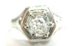 Art Deco Antique 1920’s Diamond Engagement 18K White Gold Ring Size 6.5 EGL USA