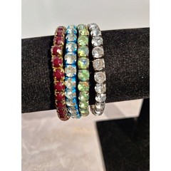 Rhinestone Stretch Bracelets Lot of 4 Colorful Crystal Bracelets Stackable