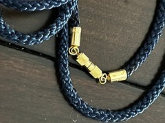 ✨VTG ASIAN GOLDTONE CLOISONNÉ PENDANT • COBALT BLUE • BIRD & FLOWERS • BLUE CORD