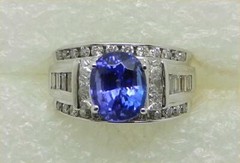 Vintage 14K White Gold 2.21 Cts Tanzanite 1.00 Ct Diamond Ring Size 5 – LB3282