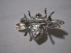 St JOHN Rhodium Plated Pave Crystal 1 3/8″ Bee Pin, Comp @ $150 on Etsy