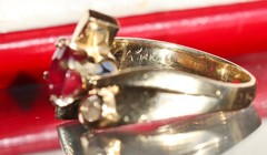 14k yellow gold 1.80ct natural diamond sz 9 ring ruby vintage heated 8.7g N2973L