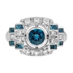 2.10Ct Art Deco Style Lab Created Topaz & Diamond Wedding 14k White Gold FN Ring