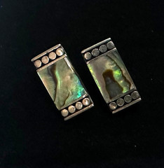 Abalone Shell Clip On Earrings Southwestern Vintage 925 Sterling Silver #6