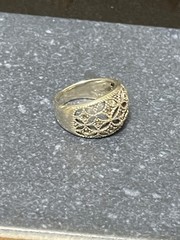 Sterling Silver Cut Out/Filigree Wide Dome Style Cocktail Ring Size 6 Vtg