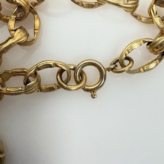 Vintage Castlecliff Necklace Bib Style Brutalist Gold Tone Statement Pendant 16″