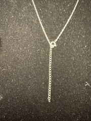 VTG Dainty 925 Sterling Silver Asymmetrical Open Heart Charm CableChain Necklace