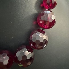 Necklace Chunky Cherry Red Faceted Round Beaded Statement Formal Party Art Deco