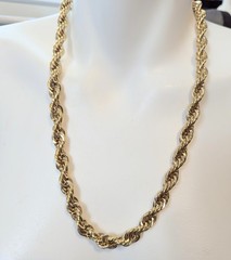 Vtg Signed NAPIER 9mm Thick 24″ Rope Chain Necklace 140gr Gold Tone