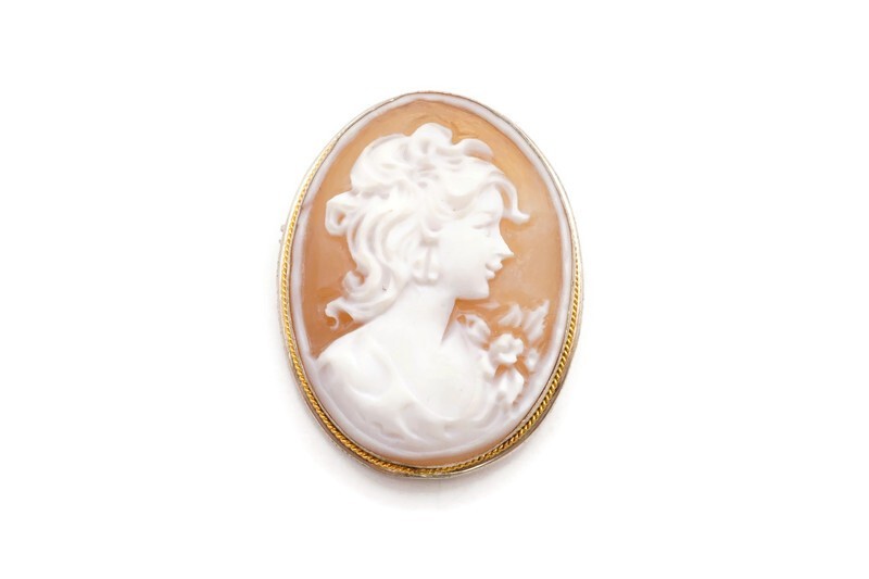 Vintage 800 Silver Cameo Brooch Pin