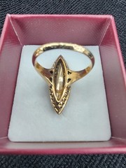 14K Gold 19/20th Century Navette Vertical Marquise Ring