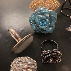 14pc Mixed Lot Vintage Style Rings & Stones, Gold & Silver Tone