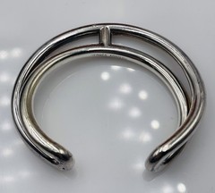 Hermes Paris Vintage French Sterling Silver H Cuff Bracelet