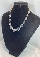 Antique VTG Art Deco Gold Filled Rhombic Graduated Cut Crystal Glass Necklace