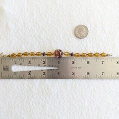 Vintage Brown Yellow Italian Wedding Cake Lampwork Knotted Glass Beaded Bracelet