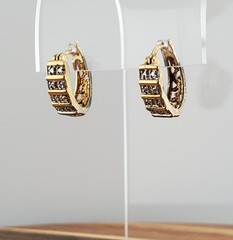 Ross Simons 925 CZ Hoop Earring 0.75in Sterling Silver 4gtw Gold Vermeil Channel