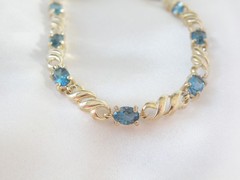 Sterling Silver 925 Natural Heated London Blue Topaz Tennis Bracelet 8″