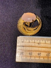 JJJ 12K GF Filigree Rose Quartz Brooch Vintage