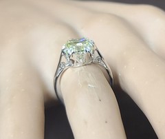 Platinum Vintage Engagement Ring 3.02ct.Natural Yellow Radiant Cut Diamond GIA