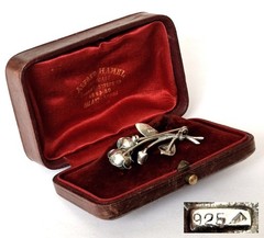 Brooch Branch Rose Flowers 925 Silver THEODOR KLOTZ Pforzheim “TEKA” Z751