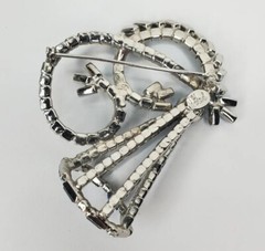 Vintage Hobe Brooch Peacock Blue AB Stones Baguettes Silver Tone 3D Signed