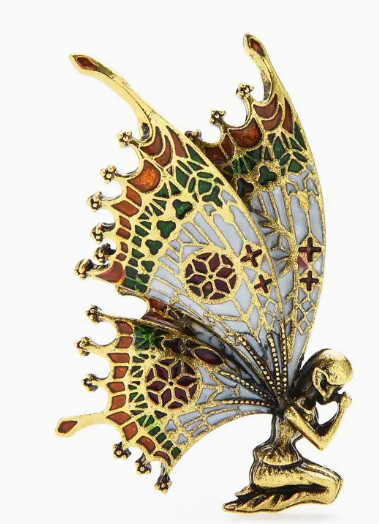 Retro Butterfly Wings Fairy Brooch, Unique Enamel Design, 2″ x 1 1/2″