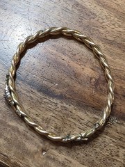 Vintage 1/20 9k Gold Filled Amethyst & Diamond Claddagh Bangle Bracelet