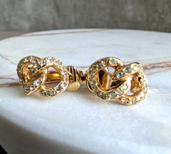 Vintage Christian Dior Gold-Tone Knotted Rope Clip-On Earrings