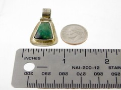 Vintage 950 Sterling Silver Green Chrysocolla Pendant 3.1 Grams
