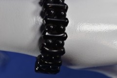Lovely Vintage Memory Wire Black Glass Beaded Bracelet -Fits All