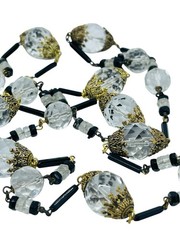 Antique Victorian / Art Deco Faceted Cut Quartz Crystal Bead Necklace 36” Long