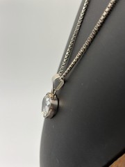 Vintage Faceted Clear Quartz Heart Set in Sterling Bezel on a 20″ Chain 9.5 Gr