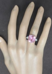 Vintage 14k Yellow Gold Engagement Ring 9.07ct. Natural Pink Tourmaline Cushion