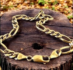 OTC Vintage Italy 14K Gold Figaro Link Chain 9″ Bracelet 9.6 grams Signed