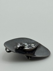 Vintage Israel 935 Sterling Silver Inlaid Mother of Pearl Inlay Brooch