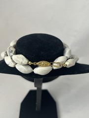 Vintage White Howlite Beaded With Gold Clasps