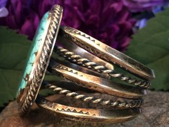 92 GRAM STERLING SILVER SPIDERWEB TURQUOISE NAVAJO SOUTHWESTERN STYLE BRACELET