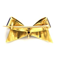 Antique 15k Yellow GOLD Guilloche Enamel and Pearl Victorian Ribbon Bow Brooch