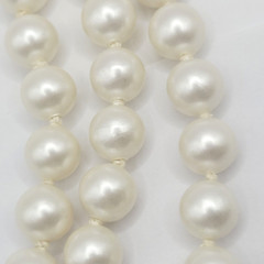 Triple Strand Chunky Simulated Faux Pearl Knotted Necklace Vintage Japan 24 Inch