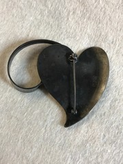 Lg Vtg 1940s-1950s PAUL LOBEL Modernist Oxidized Sterling Silver Leaf Pin Brooch