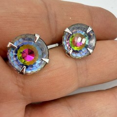 Vintage Sarah Coventry Watermelon Rivoli Clip On Earrings Rare
