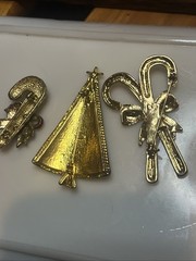 Vintage Enamel Holiday Christmas Brooch Lot