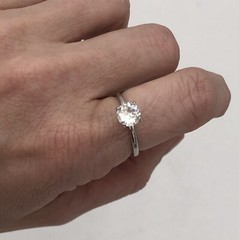 Vintage Vanderbilt Jewel 1 Ct Solitaire CZ Ring Size 8 Mid-Century 1940s 1950s