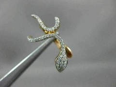 ESTATE .42T DIAMOND & AAA RUBY 18KT ROSE GOLD 3D SNAKE FUN HANGING EARRINGS
